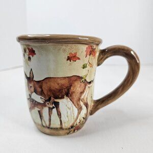 Certified International Forest Deer Mug Fall Earthenware Beverage Cup